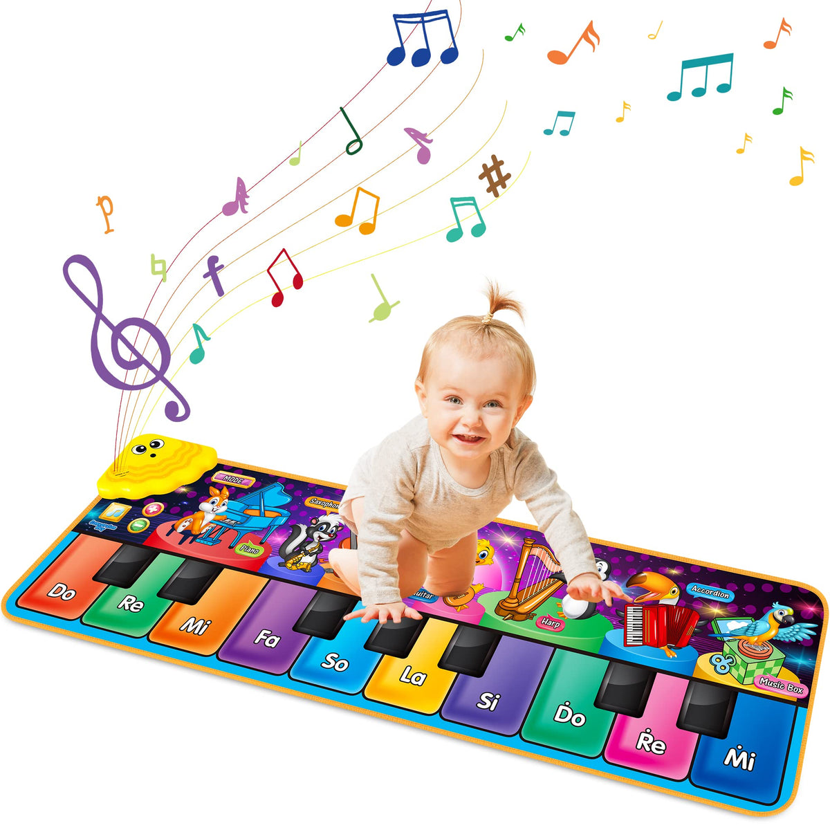 MR.TN Kids musical piano mat with colorful keys for early learning.