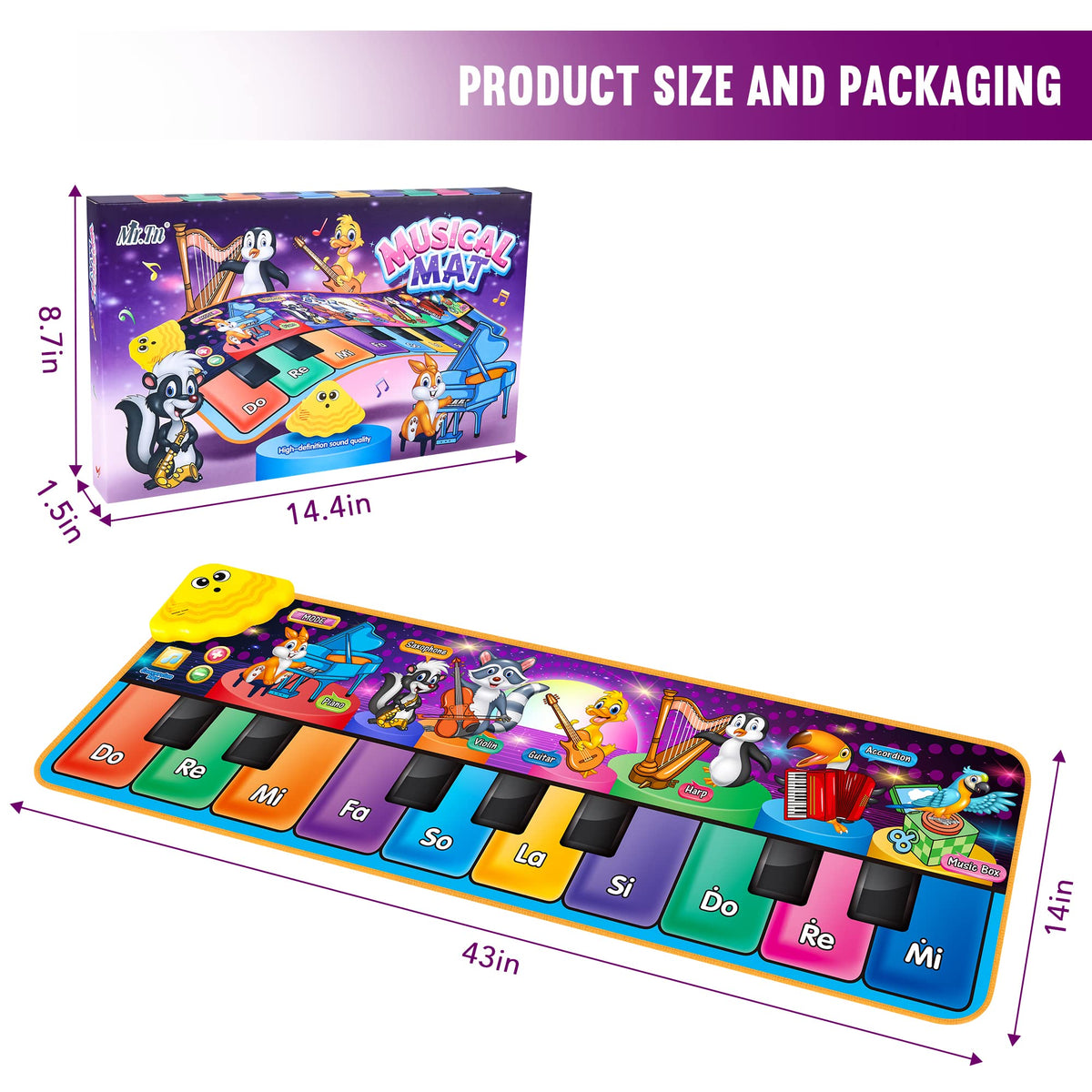 MR.TN foldable piano mat folded to compact travel form.