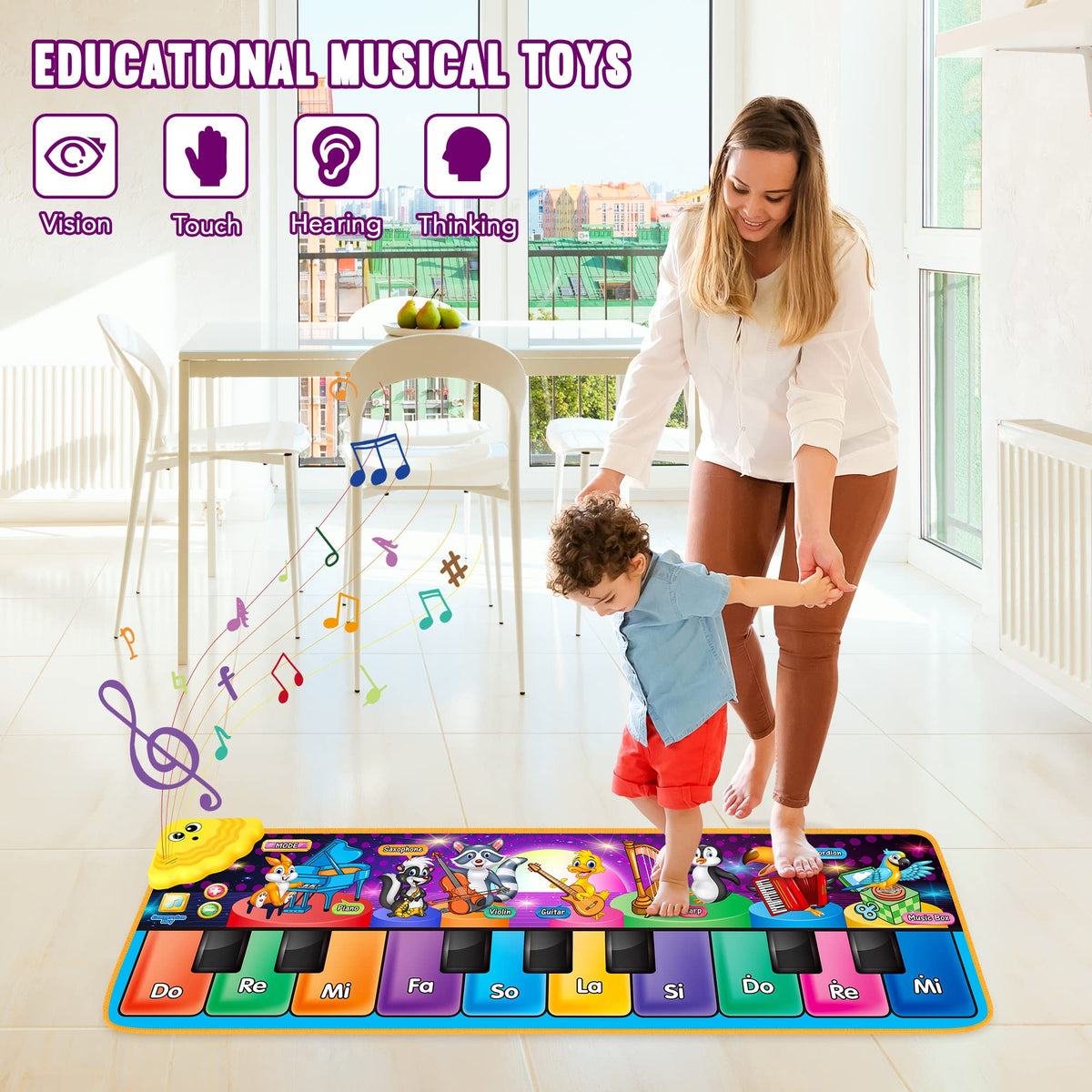 MR.TN mat in use with kids tapping and dancing to music.