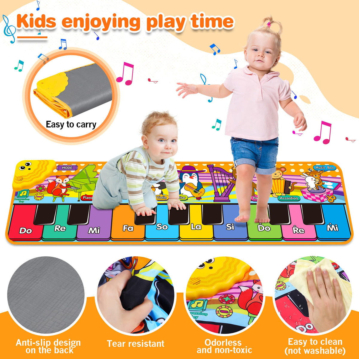 MR.TN Kids Musical Piano Mat folded design for easy storage and travel