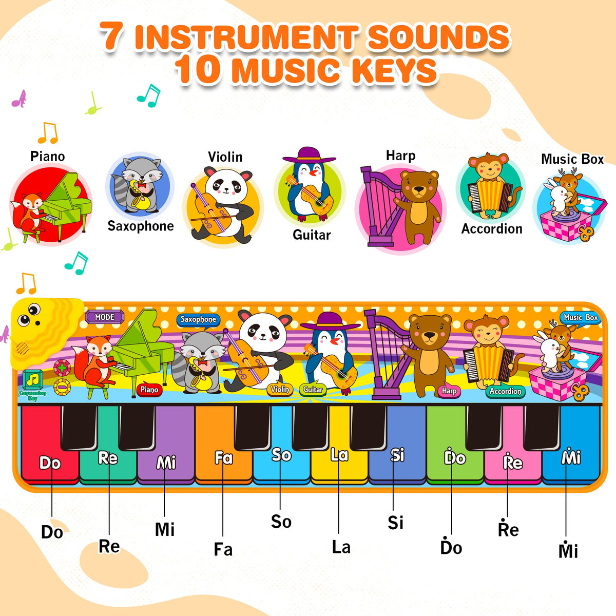 MR.TN Kids Musical Piano Mat instruments showcase diverse sounds for exploration