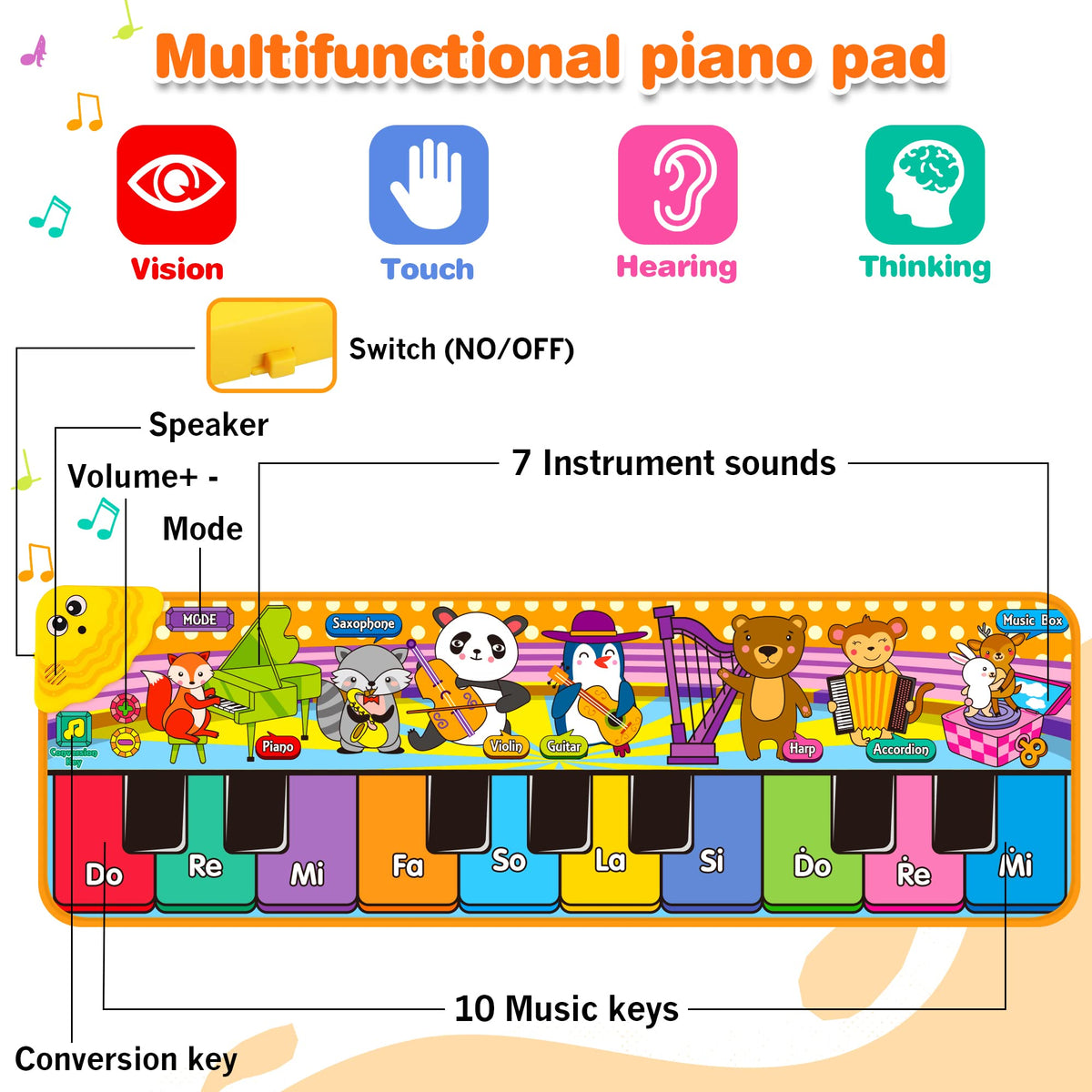 MR.TN Kids Musical Piano Mat keys invite interactive play and rhythm awareness