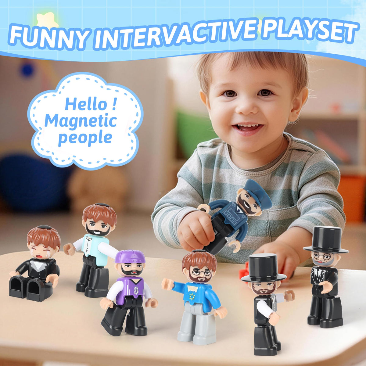Mruikeny kids building with magnetic figures to spark imagination