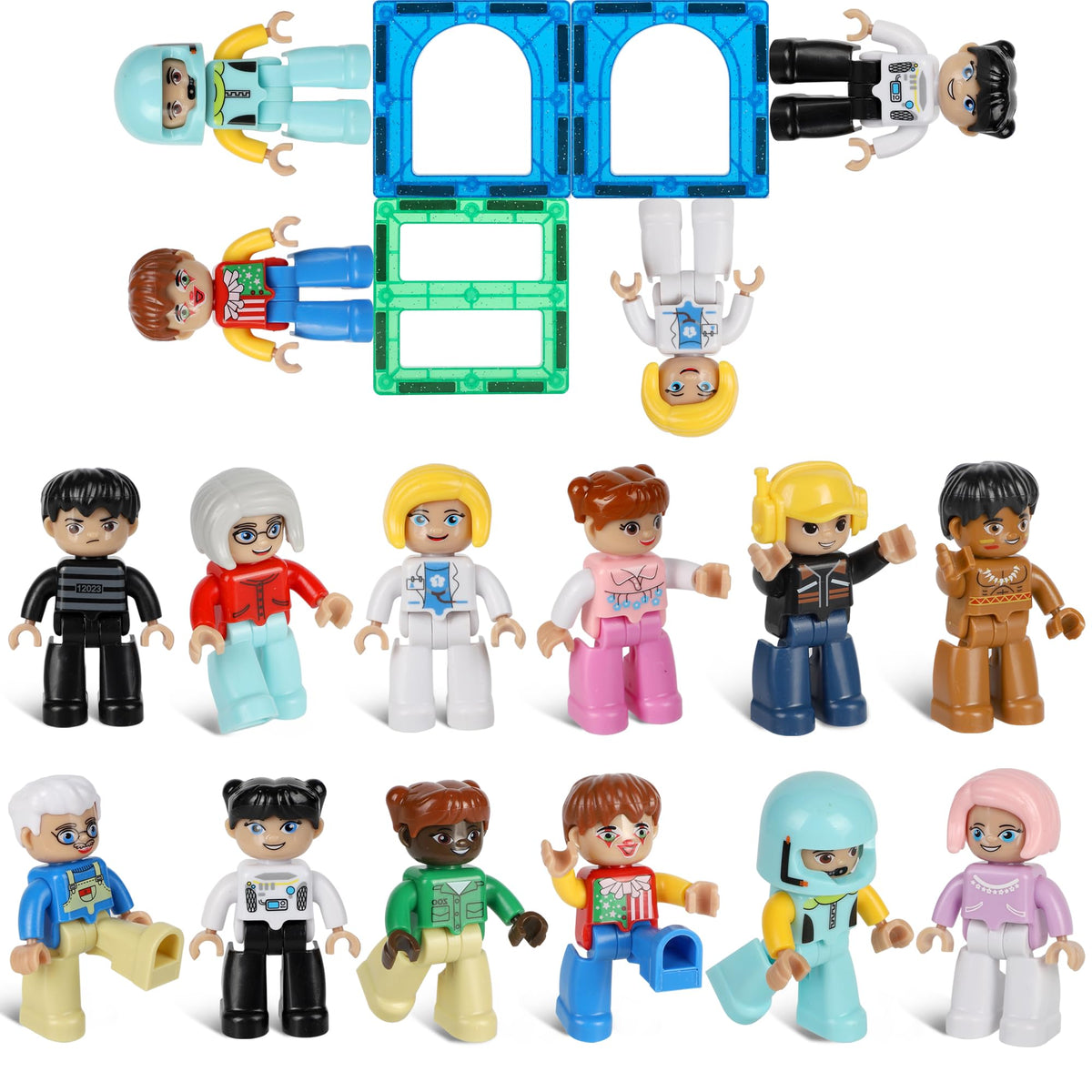 Mruikeny large magnetic people figures for kids in action highlighting creative storytelling.