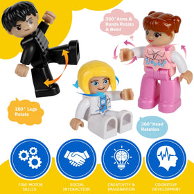 Mruikeny magnetic figures compatible with LEGO bricks for hybrid play.