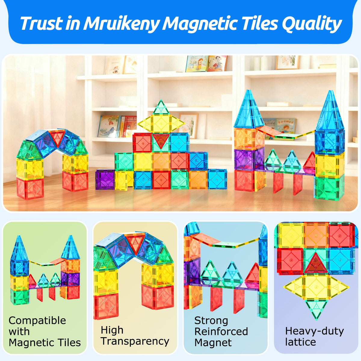 Mruikeny magnetic tiles animal figures inspire storytelling play