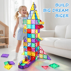 Mruikeny magnetic tiles offer durable ABS construction and strong magnets.