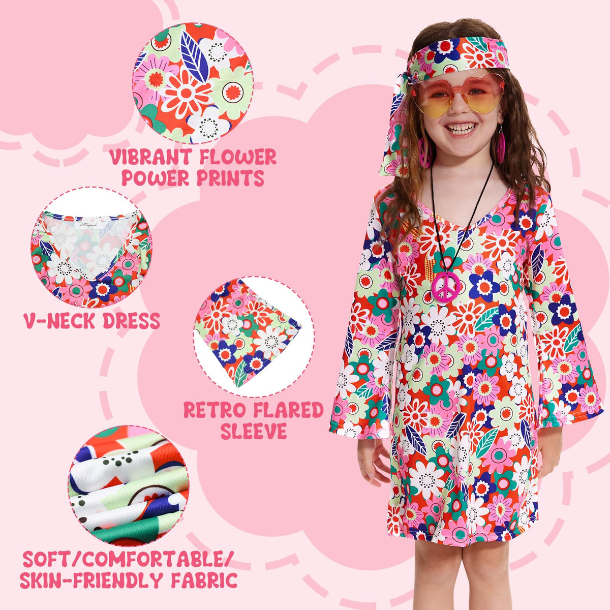 MRYUWB 70s party costume for kids makes costume moments memorable.