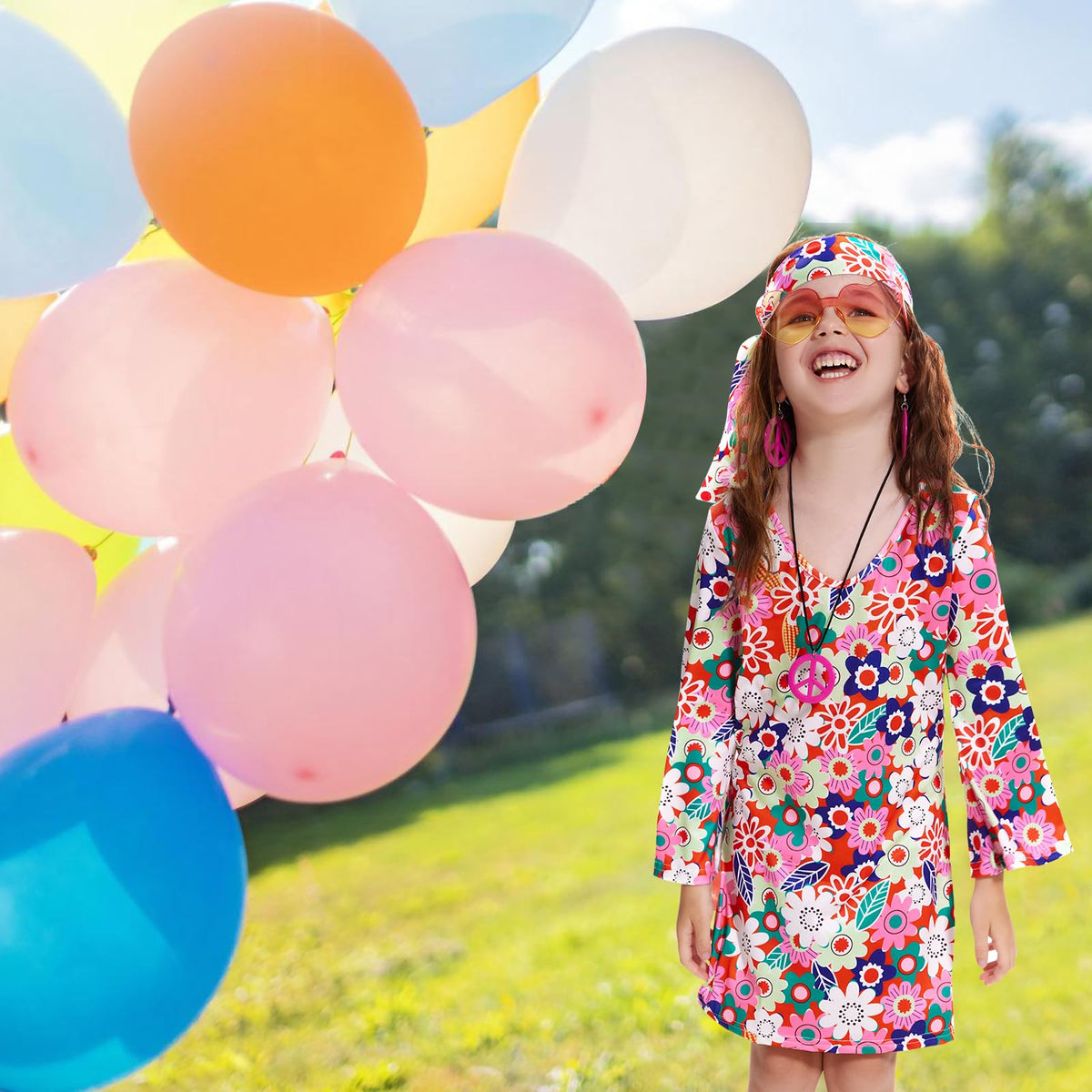 MRYUWB peace love sunglasses provide sunny vibe for playtime.