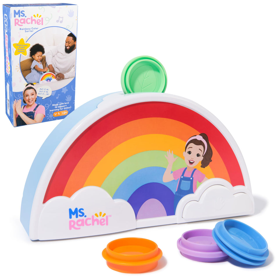 Ms. Rachel Rainbow Sorter with coins for color recognition and fine motor skills