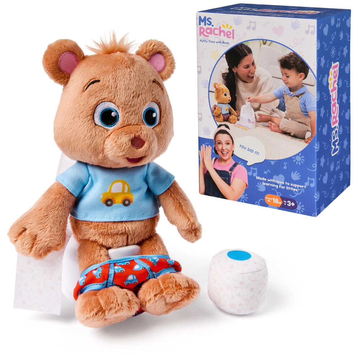 Ms. Rachel Potty Time Bean plush bear for imaginative potty routine play