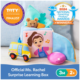 Ms. Rachel Surprise Learning Box flap-pull-surprises encourages discovery and hand coordination.
