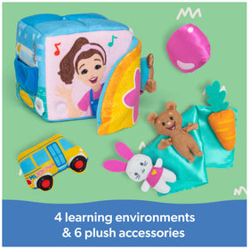 Ms. Rachel Surprise Learning Box plush bear and bunny boost tactile play and engagement.