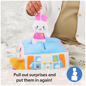 Ms. Rachel Surprise Learning Box plush carrot inspires pretend play and sensory interaction.