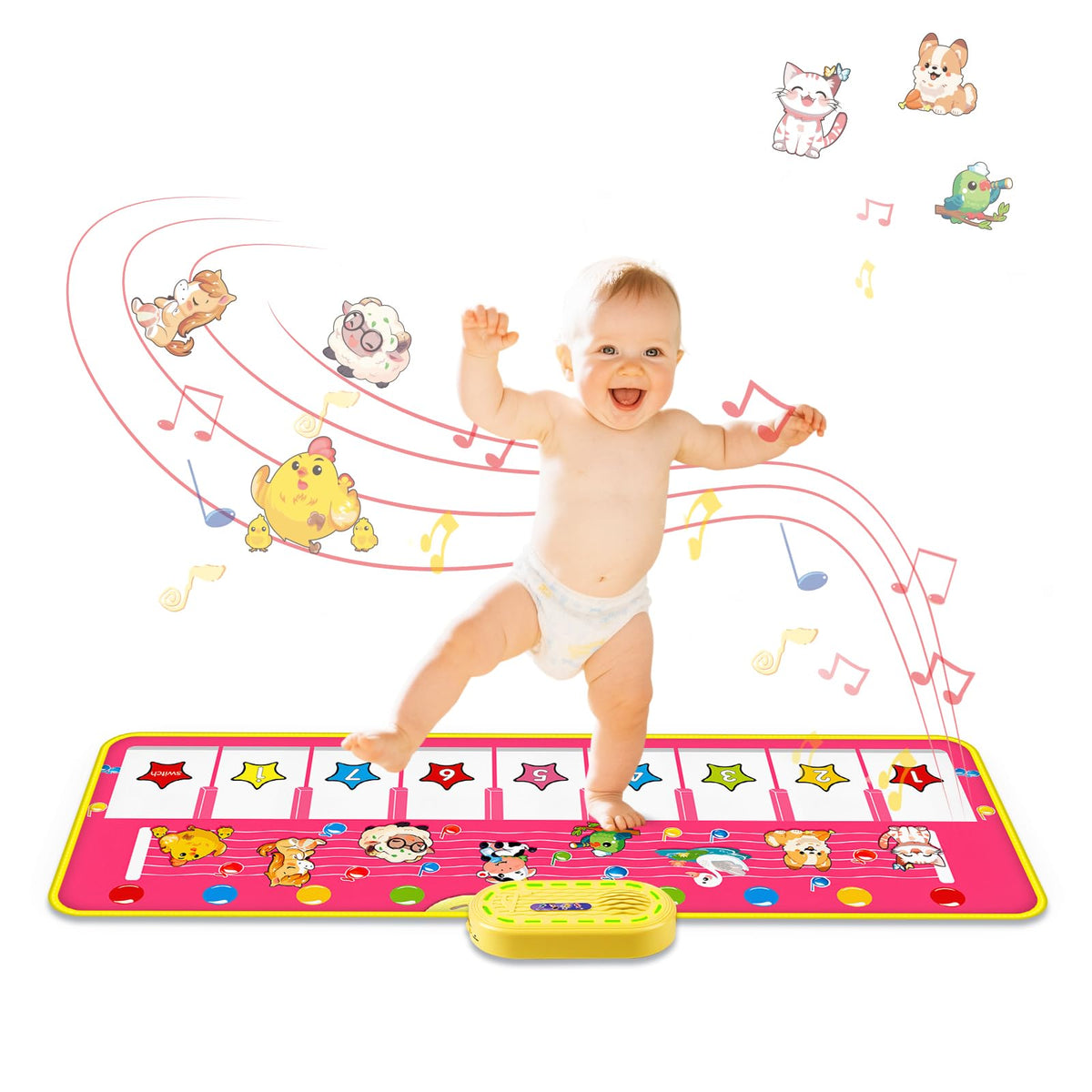 M SANMERSEN Floor Piano Mat with 8 keys invites toddlers to explore music and movement.
