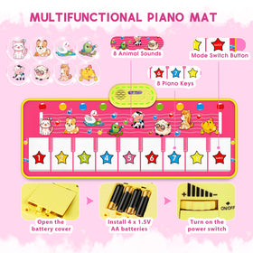 M SANMERSEN Floor Piano Mat features dreamy lights that boost visual engagement during play.