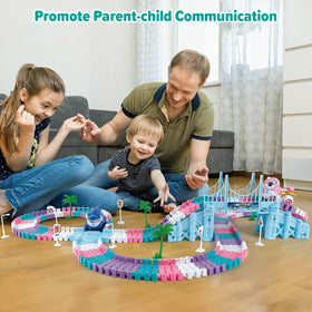 Kids assembling M SANMERSEN track builds fine motor skills