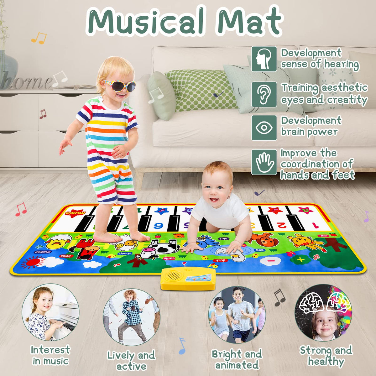 M SANMERSEN Piano Mat built-in speaker for interactive learning.