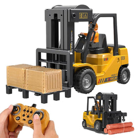 Mscredse RC forklift crane transform in action, enhances imaginative construction play.
