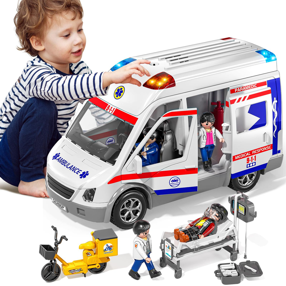 MSKOLER ambulance toy designed for kids aged 3-12.