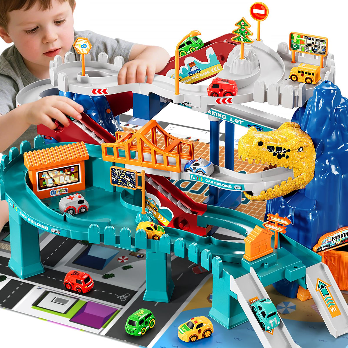 MSKOLER gift-ready dinosaur race track for birthdays and holidays