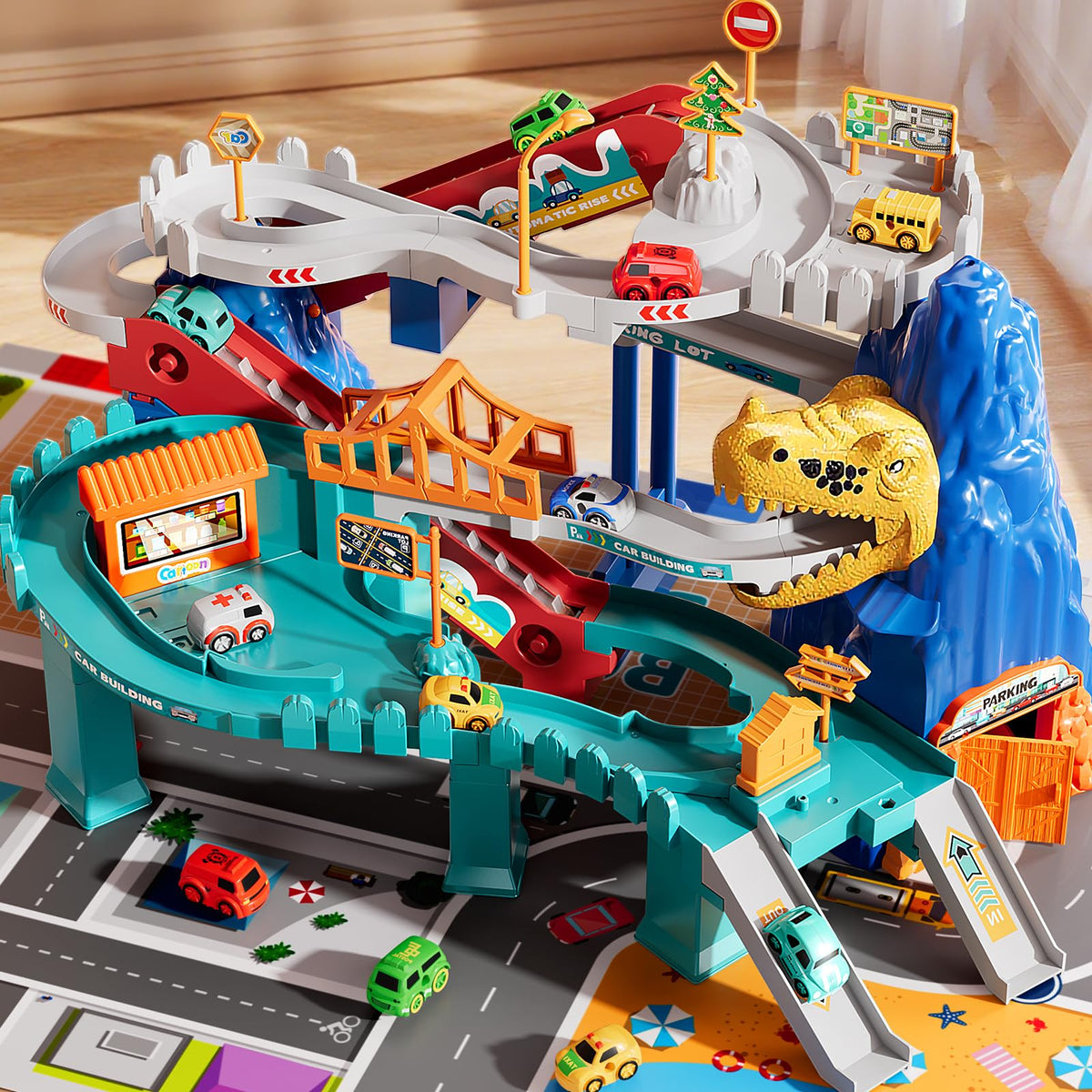 MSKOLER dinosaur race track usable indoors or outdoors for family time