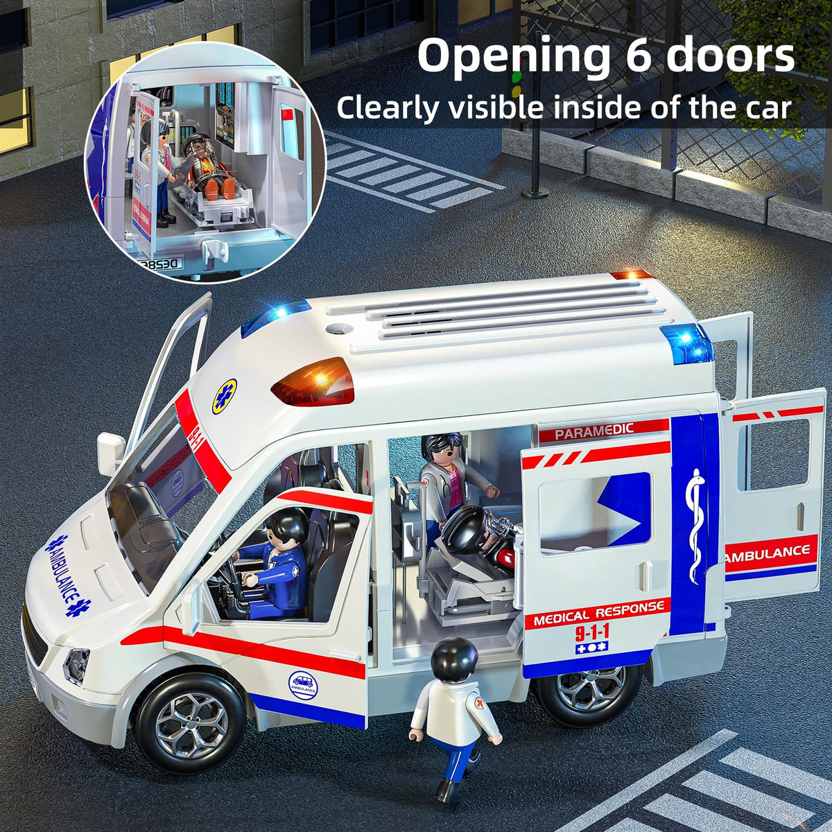 MSKOLER ambulance toy supports pretend play in family or classroom.