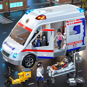 MSKOLER Play Ambulance Toy: ambulance truck with figures for imaginative rescue play.