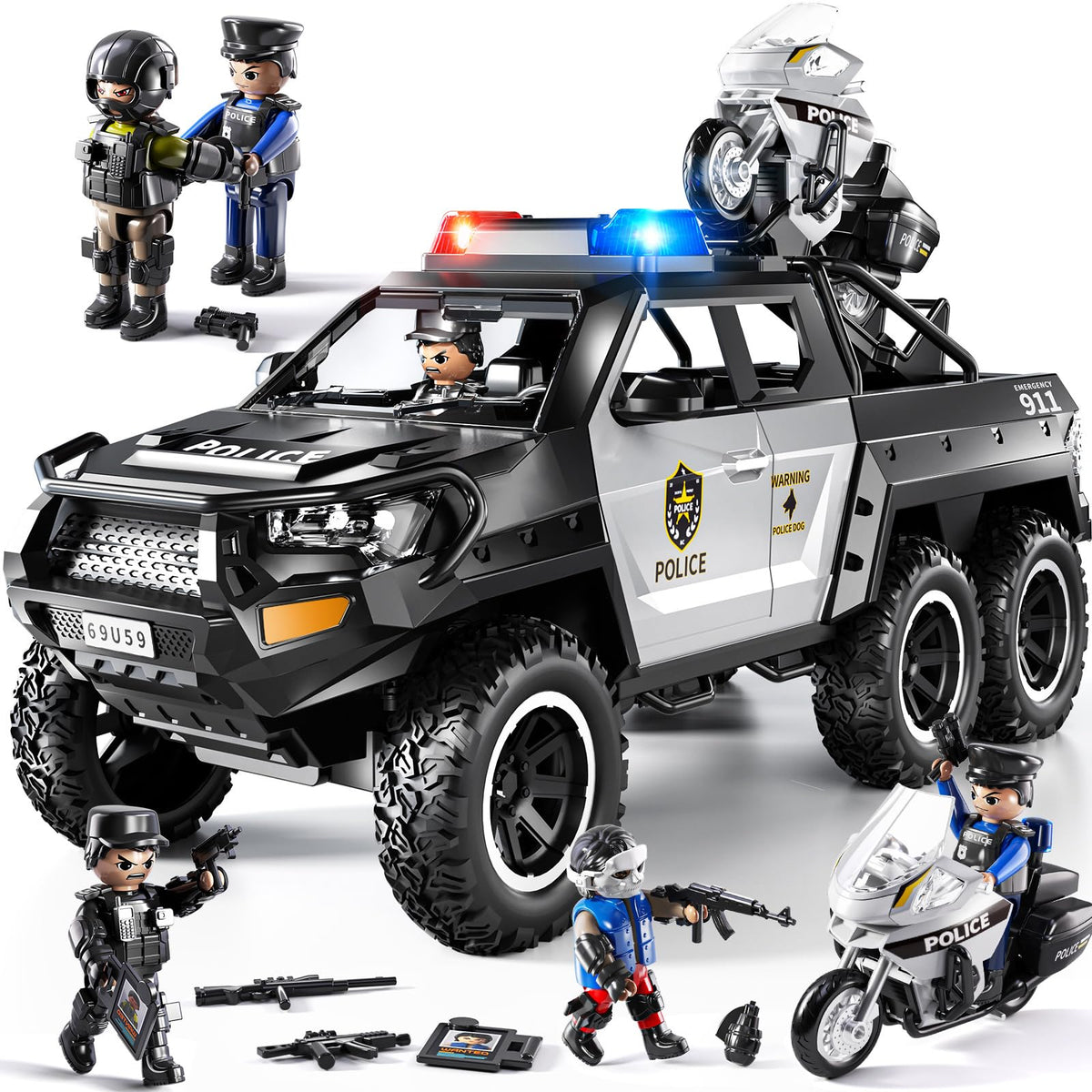 MSKOLER police car toy with light and sound for engaging kids during role play.