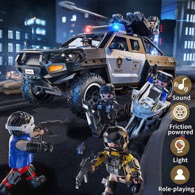 MSKOLER police car features rotating turret for dynamic action-packed play.