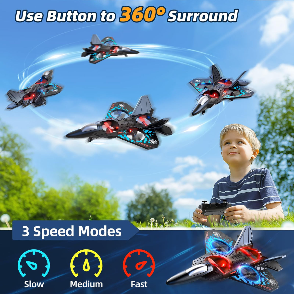 MSKOLER RC airplane with night LED lights for dramatic evening flights.