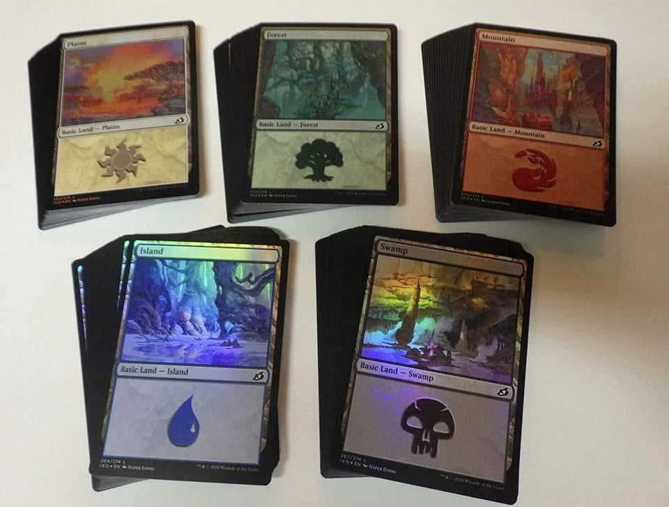 MTG Decks & More foil basic lands collection in mint condition for quick deck setup