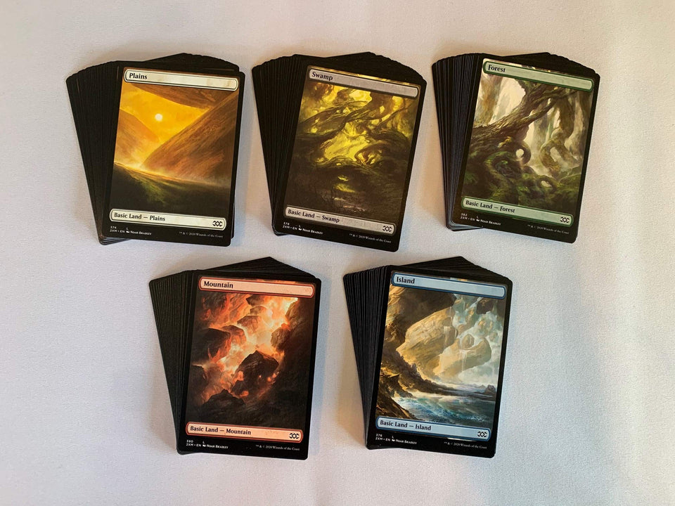 MTG Decks & More 100 full-art basic lands for deck building.