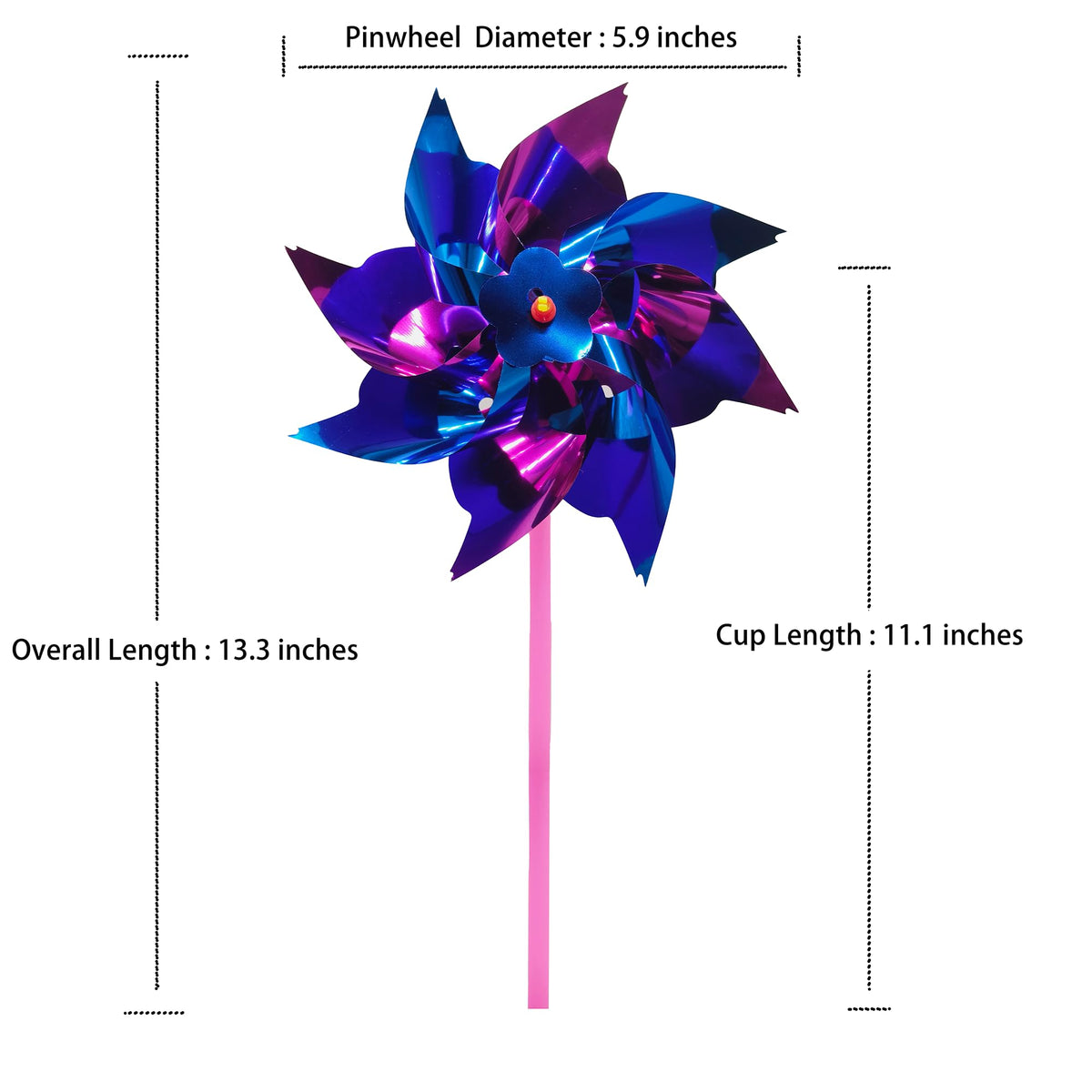 MTOMDY rainbow pinwheel stick with 13 inch length for stable spins.