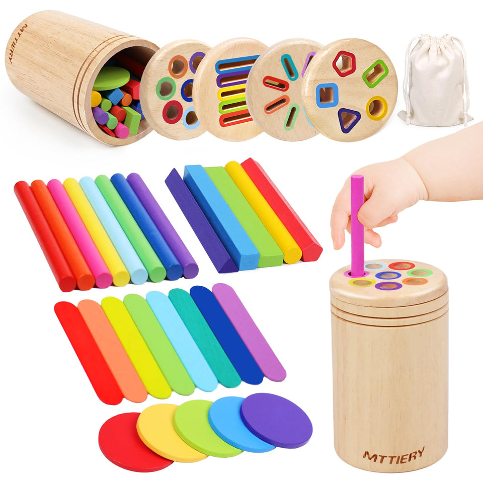 MTTIERY 4-in-1 Montessori toy lids promote color matching and fine motor coordination.