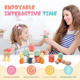 MTTIERY natural wood stacking stones offering sensory exploration with smooth edges.
