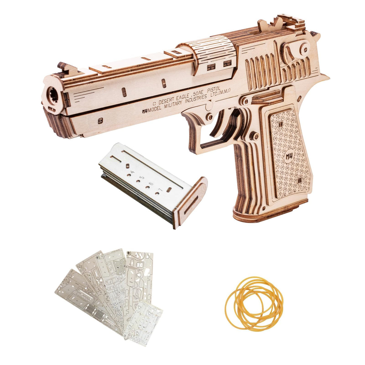MU Desert Eagle wooden puzzle in progress, a satisfying adult DIY build