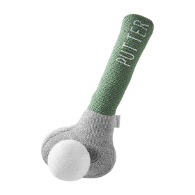 Mud Pie Goft Knit Rattle Green Putter Club, soft knit grip for tiny hands and early play.