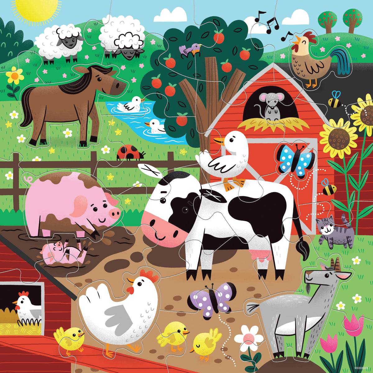 Mudpuppy Farm Friends six barn animal shaped pieces; tactile variety for motor skills.