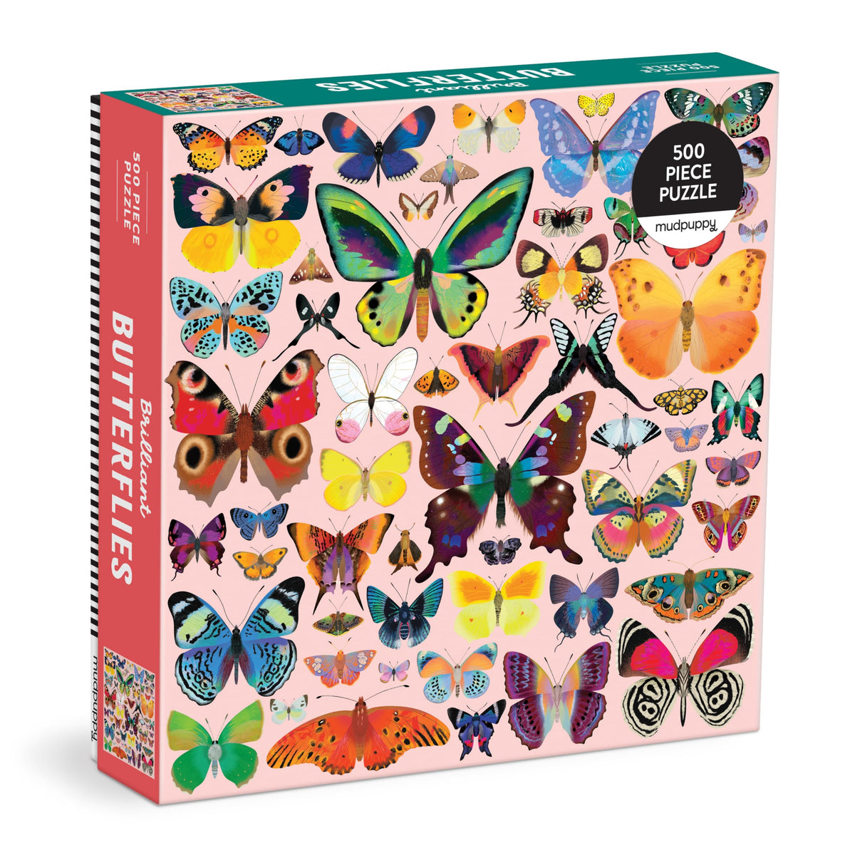 Mudpuppy Brilliant Butterflies puzzle cover with vibrant butterfly artwork for family fun