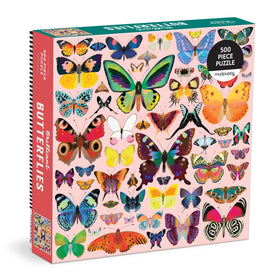 Mudpuppy Brilliant Butterflies puzzle cover with vibrant butterfly artwork for family fun