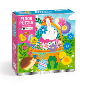 Mudpuppy Bunny Basket puzzle with 25 pieces helps little hands develop fine motor skills.