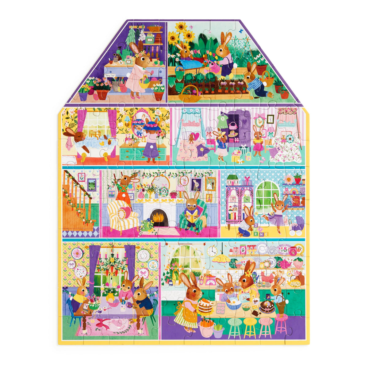 Mudpuppy Cottontail Cottage unique die-cut shape adds whimsy and display-worthy charm.