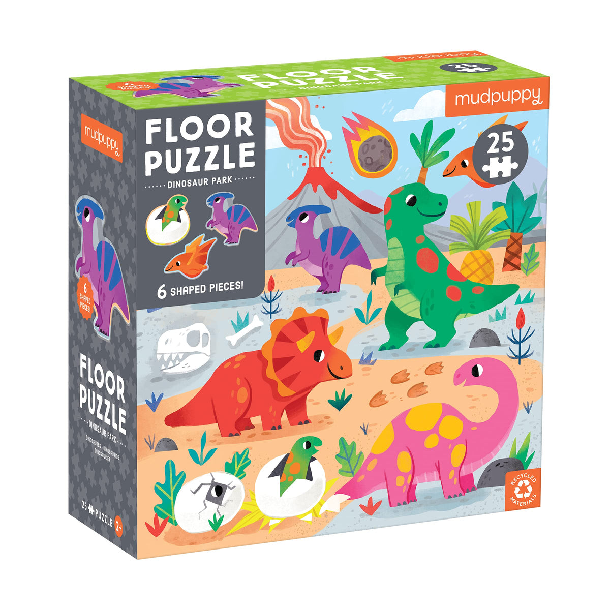 Mudpuppy Dinosaur Park 25-piece puzzle with oversized pieces for small hands.