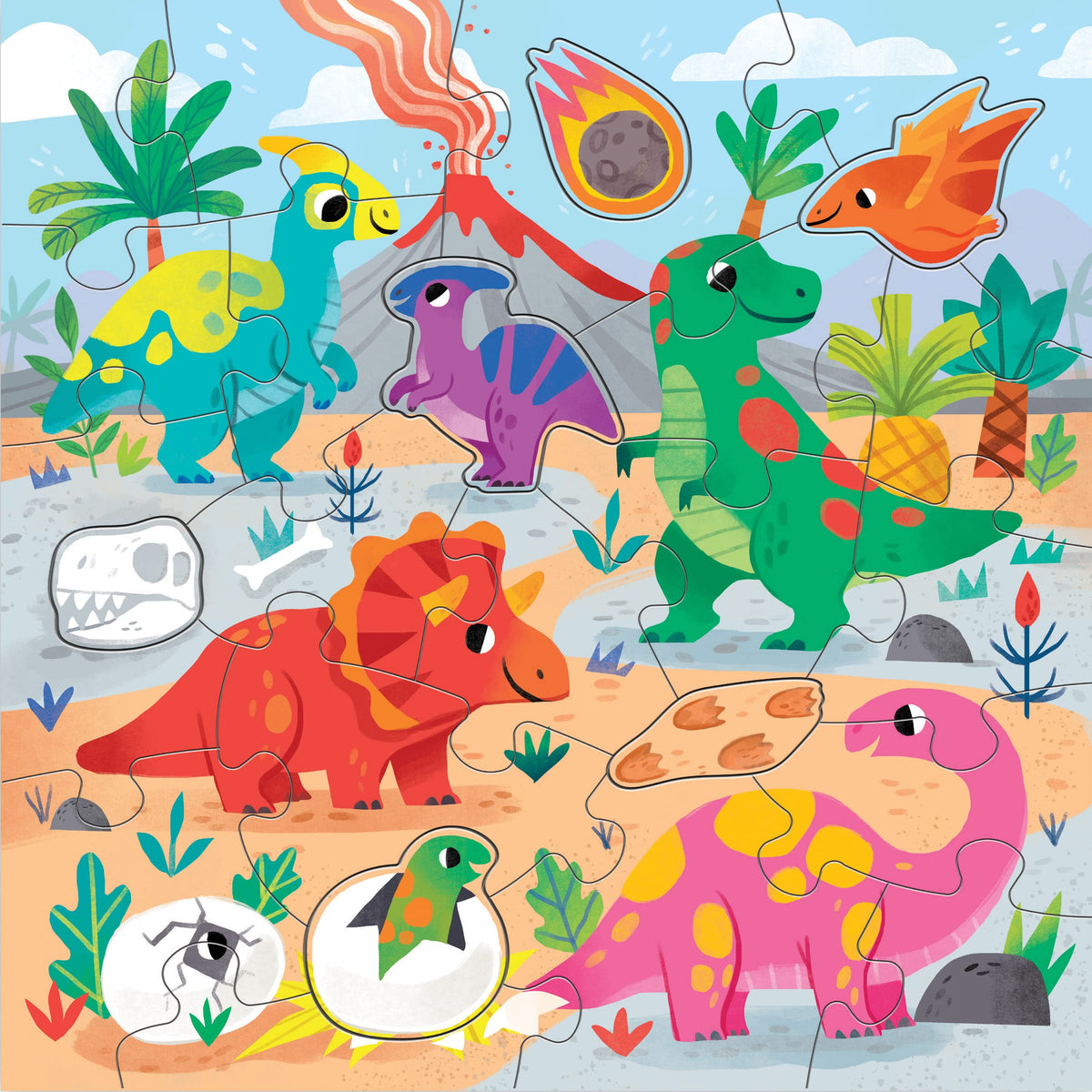 Mudpuppy Dinosaur Park oversized pieces making first puzzle steps easier.