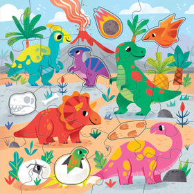 Mudpuppy Dinosaur Park oversized pieces making first puzzle steps easier.