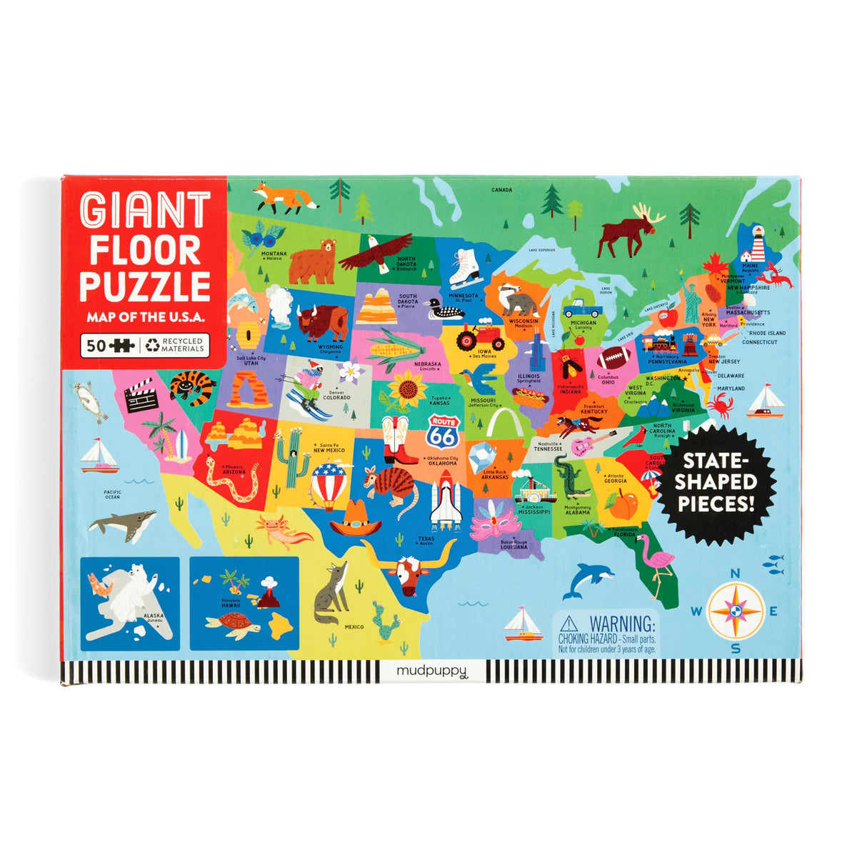 Ideal gift for geography lovers who enjoy colorful states and cultural icons.