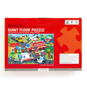 Mudpuppy Rescue Vehicles firetrucks image encourages imaginative play and fine motor practice.