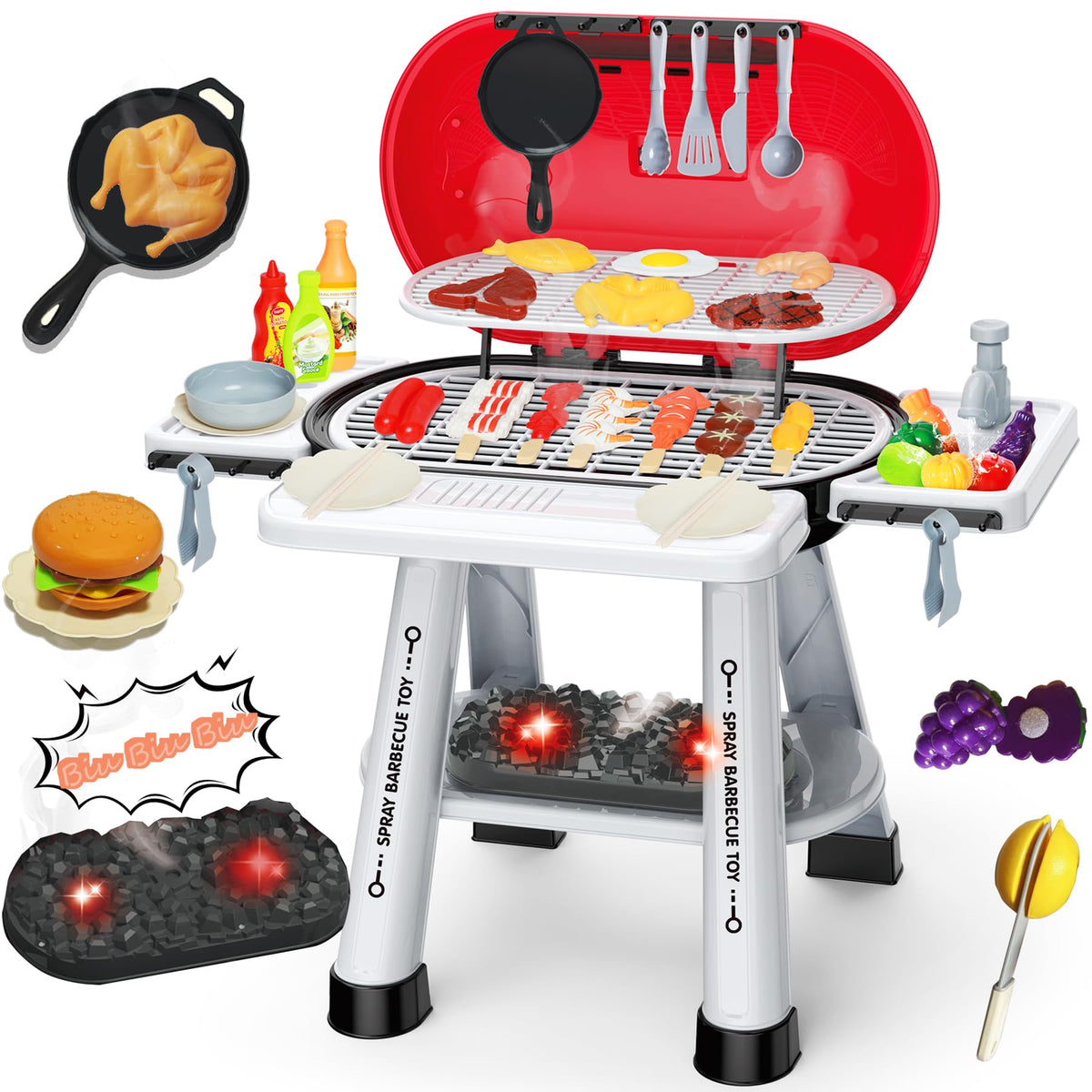 MUGEYMYD play kitchen grill stand for backyard pretend play with lights