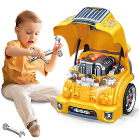 Mugeymyd truck engine toy with removable engine for hands-on learning.